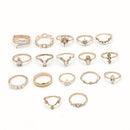 Ring Women Girls Crystal Geometric Ring Set Opening Finger Ring Bohemian