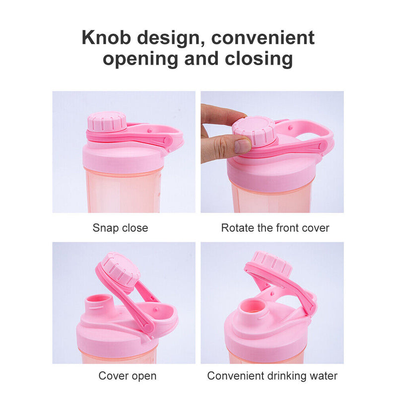 500ML Water Shaker Cup Outdoor Travel Sports Water Bottle Drinkware (Pink) Newly