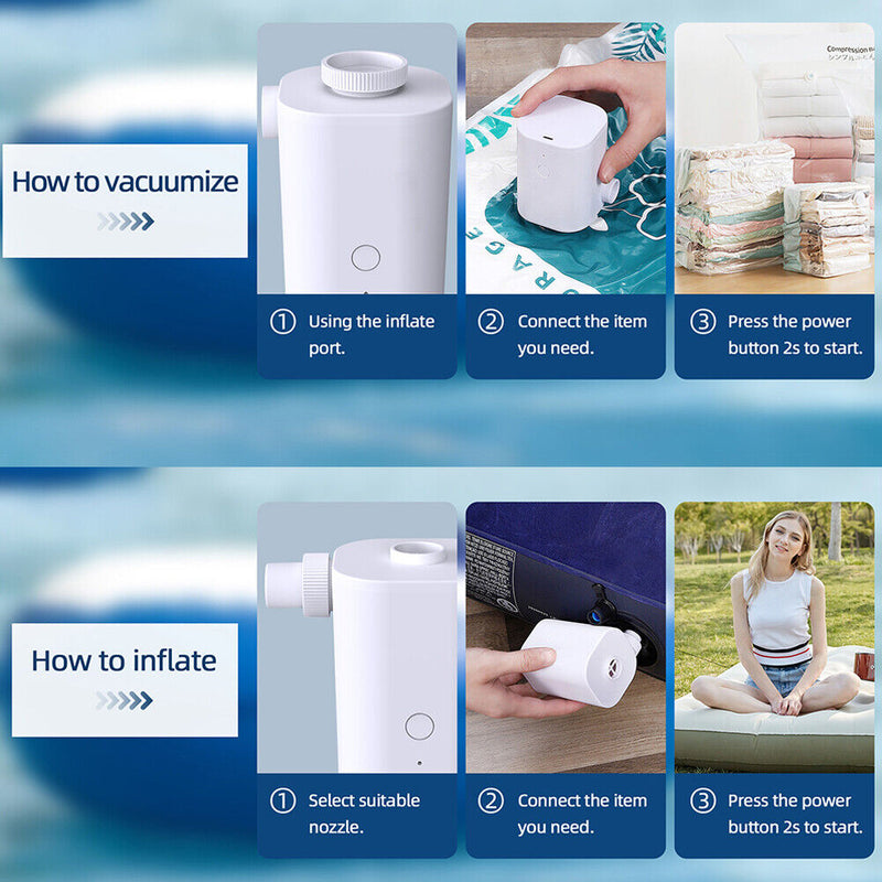 Electric Inflatable Air Pump for Air Beds Swimming Rings Boat Sofa (White)