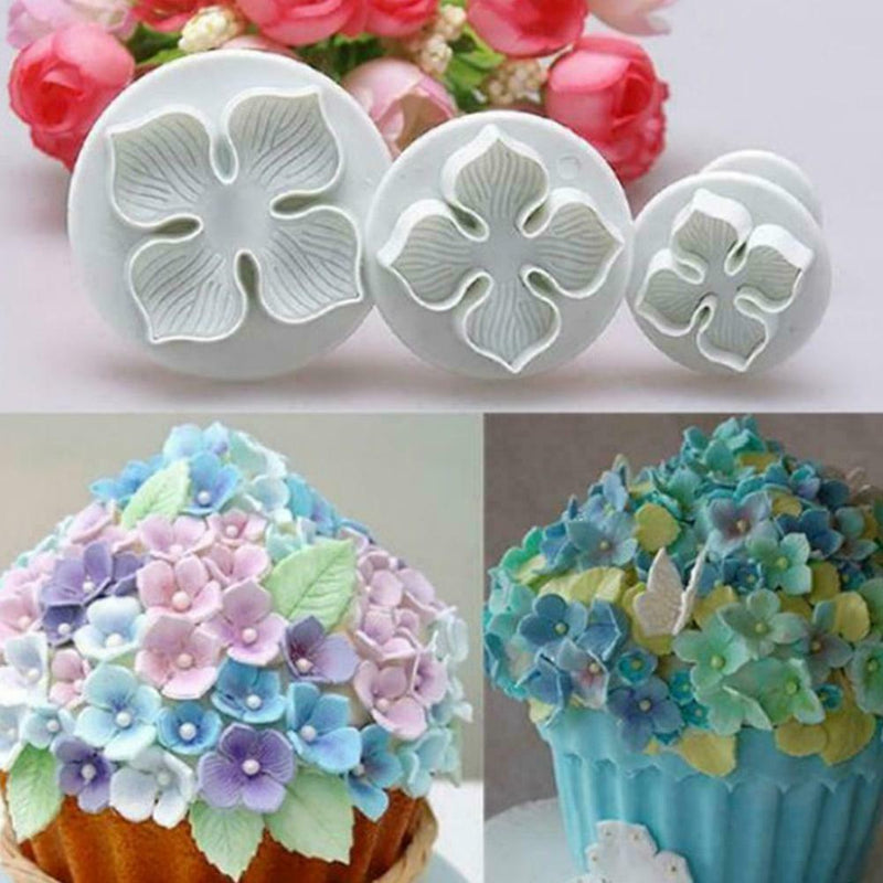 3Pcs / Set Hydrangea Fondant Cake Decorating Sugarcraft Cookie Cutters F7B1