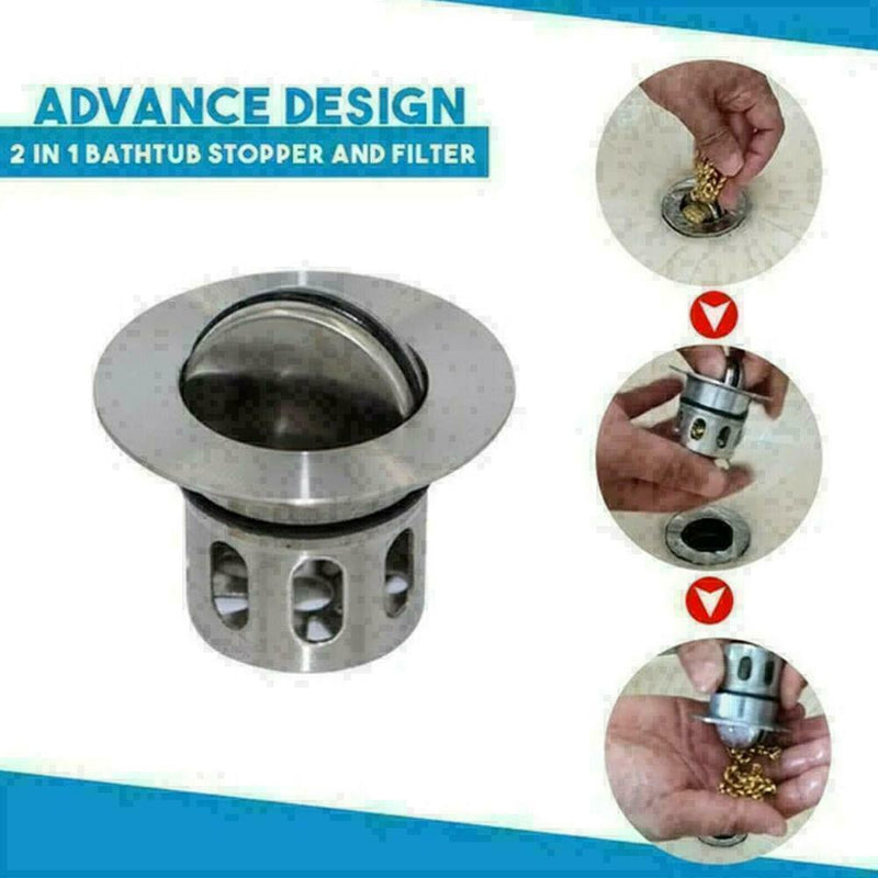 Universal Wash Basin Bounce Drain-Filter Anti Clogging Drainer L9C5 P2J5 J5H7