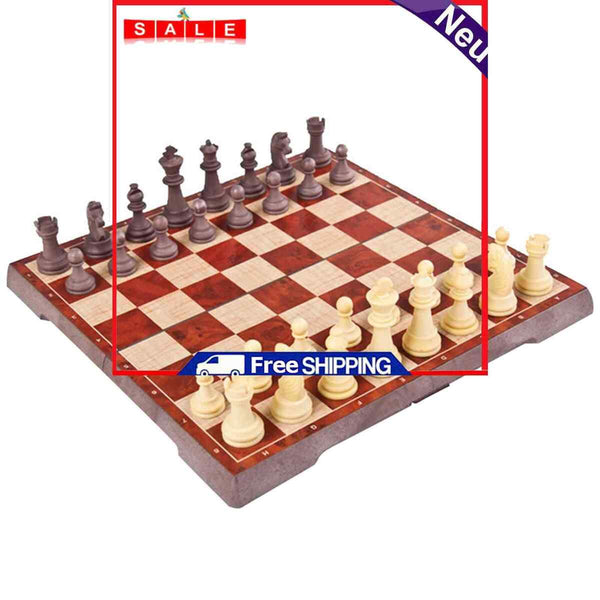 2 in 1 International Chess Checkers Set, Classic Magnetic Chess Pieces Board