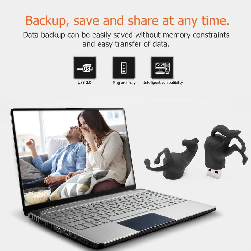 Black Horse Shape USB 2.0 Flash Drive Pendrive U Disk for PC Computer (32GB