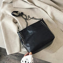 Women Fashion Rivet Shoulder Bag Leather Retro Messenger Bags Ladies Large Purse
