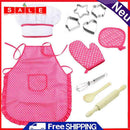 11pcs Kids Chef Set Cook Costume Apron Chef Hat Children Cooking Role Play Toys