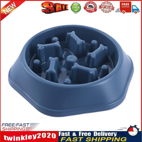 Pet Slow Eating Dish Cat Dog Anti Choking Puppy Feeder Food Bowl (Blue) Newly