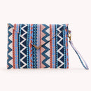 Women Canvas Stripe Bohemian Messenger Bag Flap Crossbody Bag (Purple)