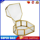 Hexagon Transparent Glass Jewelry Box Wedding Ring Earrings Holder (Heart)