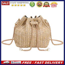 Woven Straw Crossbody Messenger Bag Bucket Female Girl Chain Shoulder Handbags