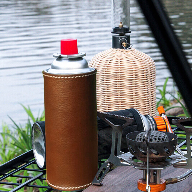 Gas Tank Protective Cover PU Outdoor Camp Fuel Cylinder Storage Bag (Brown)