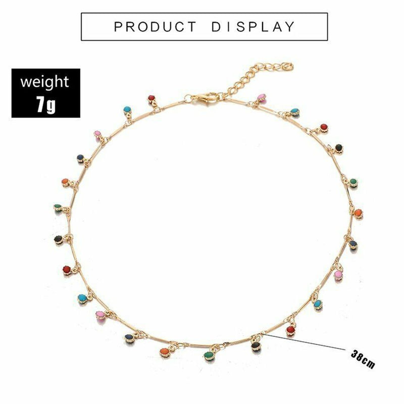 Women Boho Fashion Choker Clavicle Chain Candy Balls Pendant Necklace Gifts
