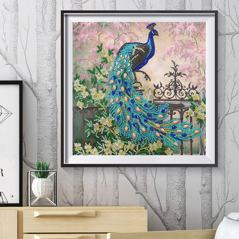 DIY Peacock Part Drill Diamond Painting Kit Handmade Rhinestone Beaded Picture