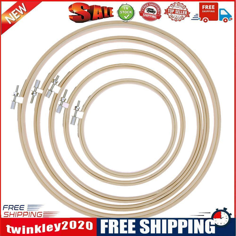 5pcs DIY Bamboo Cross Stitch Frame Needlework Hoop Hand Embroidery Ring