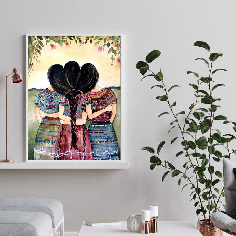 DIY Full Round Drill Diamond Painting Three Girls Picture Rhinestone Mosaic Kit