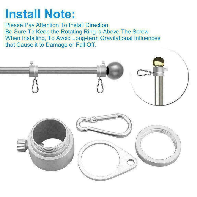 2* Alloy Metal Flag Pole Flagpole Rotating Rings Clip B4E2 Grommet Anti I7J Y8L9