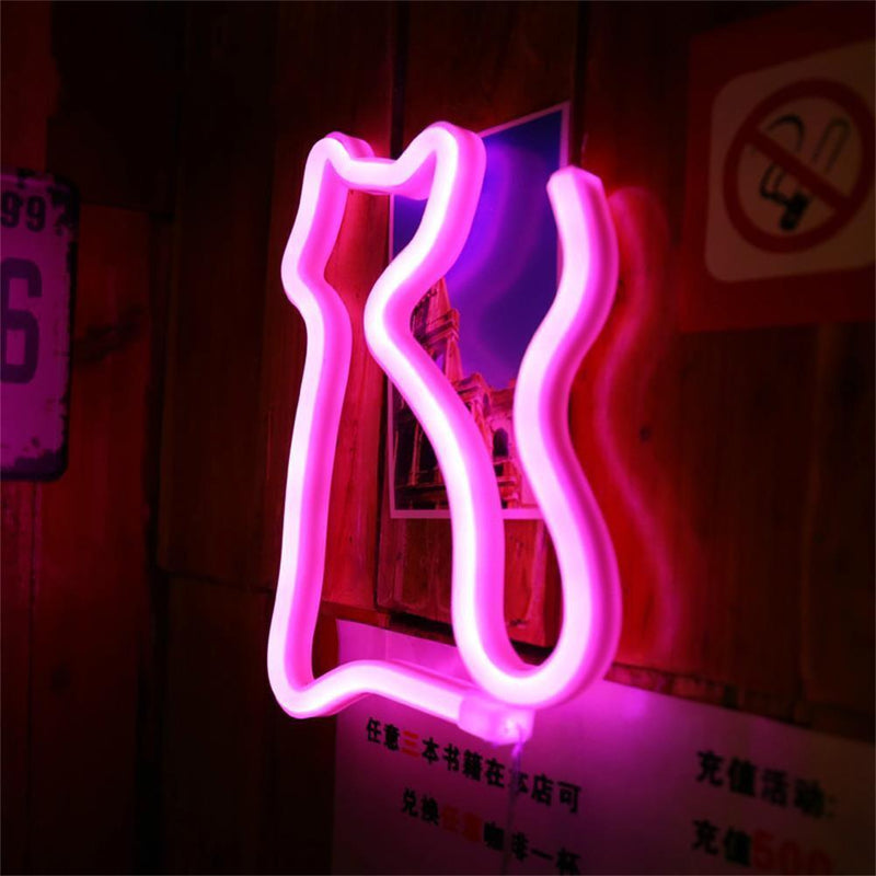Creative Neon Sign Light Kids Room Night Lamp Mural Party Decor (Pink Cat)