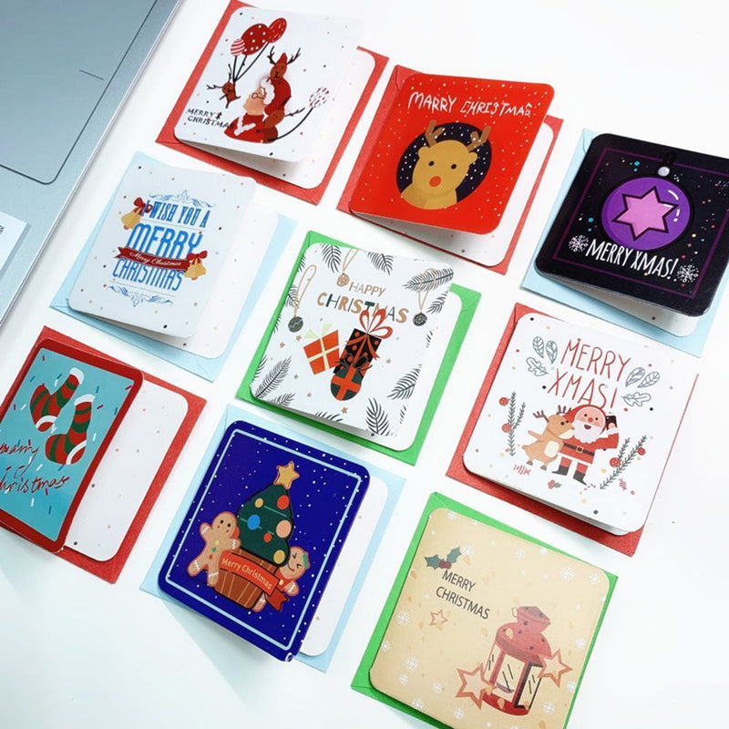Year Merry Christmas Postcard Xmas Patterns With Envelope Mini Greeting Cards