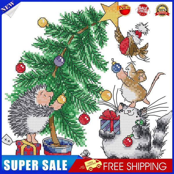 Christmas Cross Stitch Kits 14CT Stamped Embroidery DIY Crafts (C357 Gift)