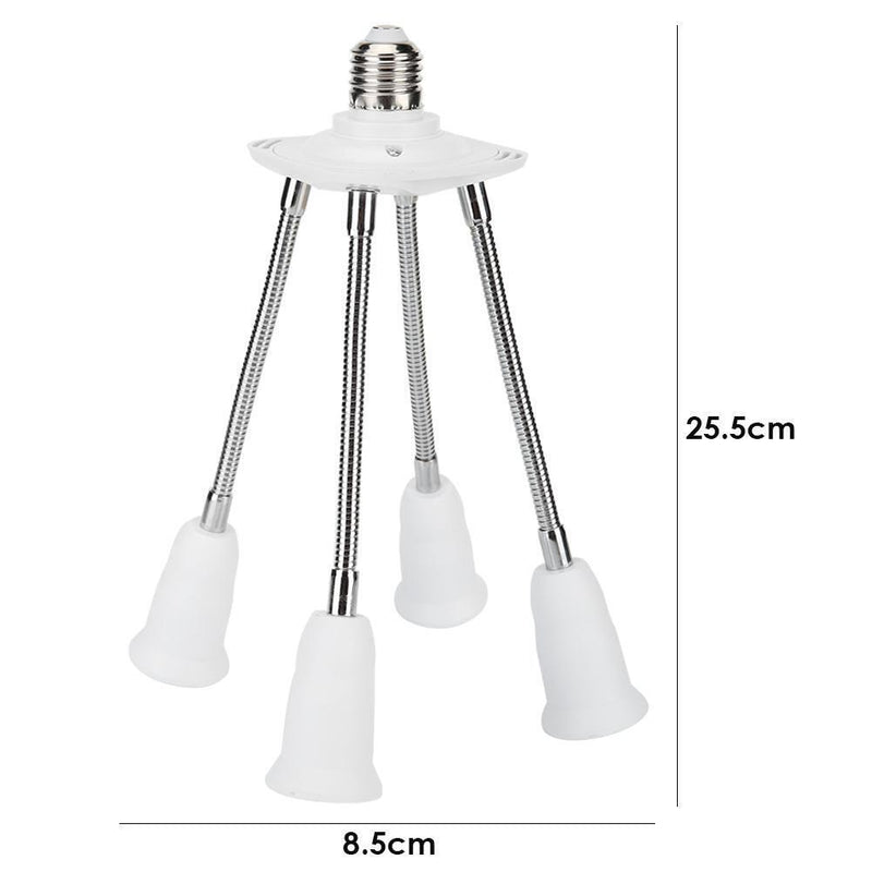 White E27 Lamp Base Adjustable Rotary LED Light Bulb Socket Holder (4-head)