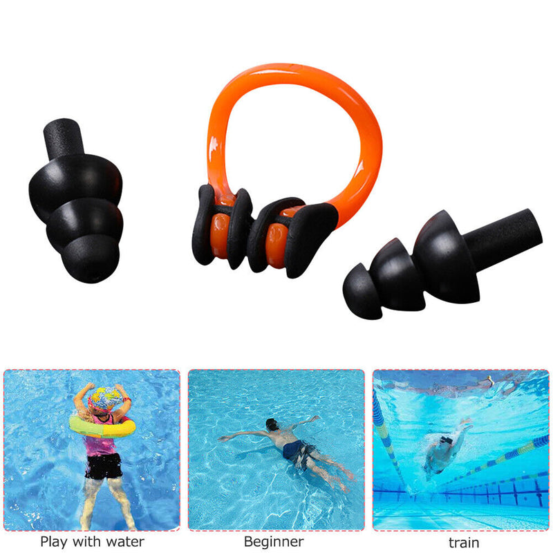 Waterproof Summer Swimming Earplugs + Nose Clip Kits for Surf Diving Water Sp