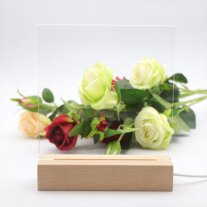LED Wood Display Base-Rectangle Acrylic Light Plate Base for Acrylic Light Plate