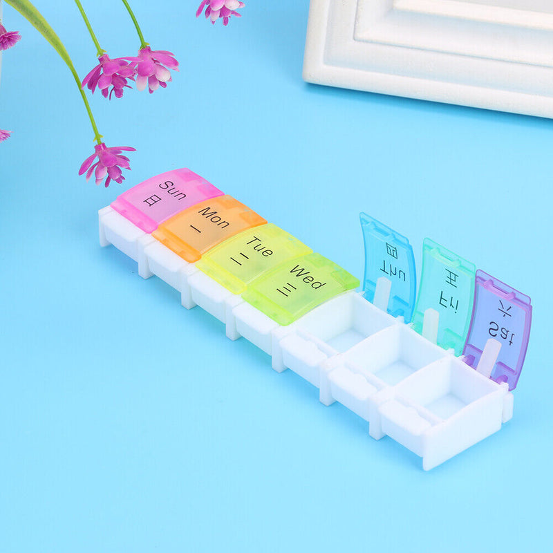 7 Day Weekly Pill Medicine Storage Box Tablet Rainbow Organizer Case Splitt