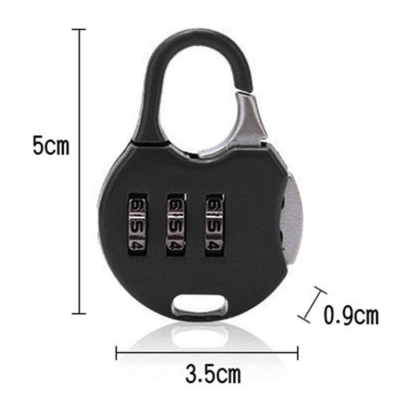 3 Digit Code Combination Password Lock Schoolbag Anti-theft Lock (Black) Newly