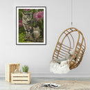 Handmade Cat in Flowers 5D DIY Full Round Drill Drawing Kit Art Diamond Paint