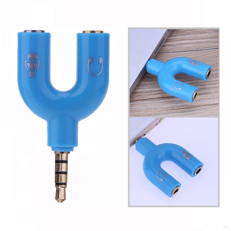 3.5mm Stereo Audio Jack Earphone Headphone 2 Way U Splitter Adapter