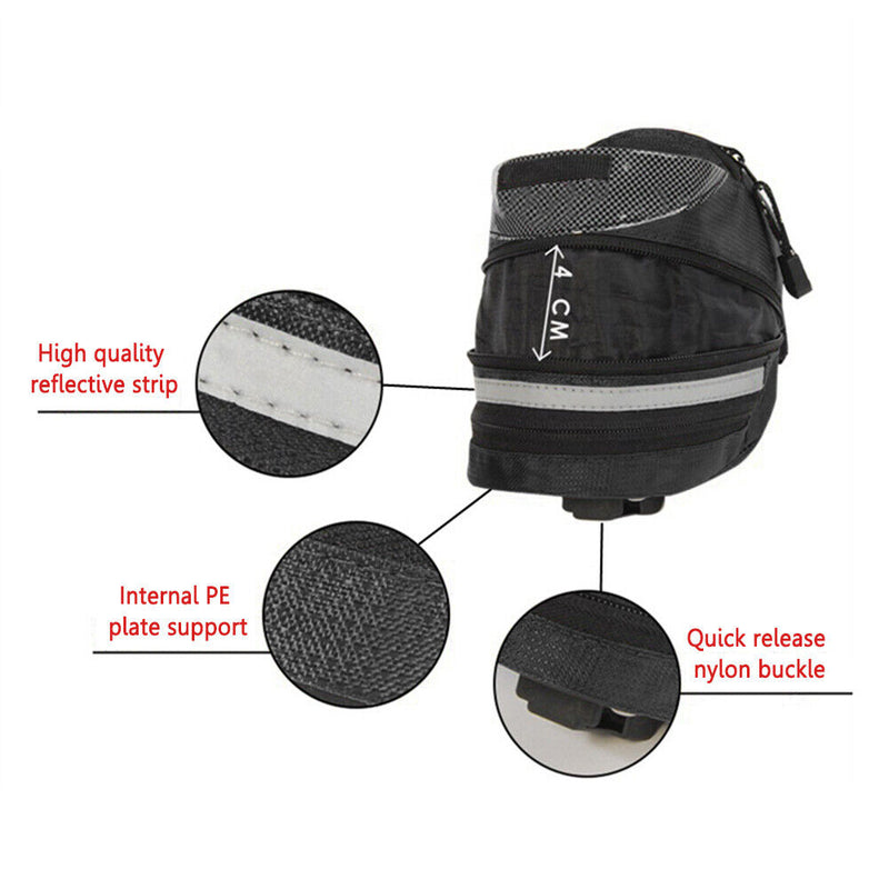 Bicycle Bag Outdoor Storage Pouch Waterproof Saddle Accessories (Black) Newly