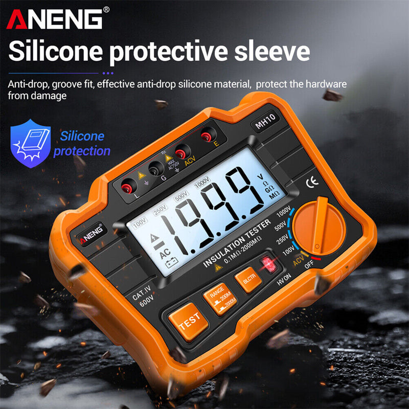 ANENG MH10 Digital Insulation Resistance Tester 100-1000V Megger (Orange) Newly