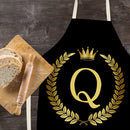 Letter Q Printed Linen Apron Kitchen Waterproof Home Cooking Bibs (82X68CM)