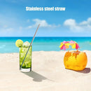 5pcs Stainless Steel Reusable Bent Straight Drink Straws with Brush (Pink) Newly