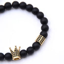 Yoga Rope Mens Cuff Bangles Crown Bracelets Steel Titanium Beaded Bracelet
