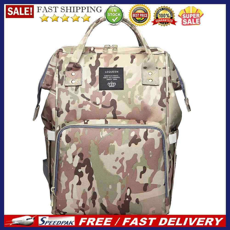 Waterproof Mummy Diaper Bags Backpack Large Capacity Baby Care (Light Camo)