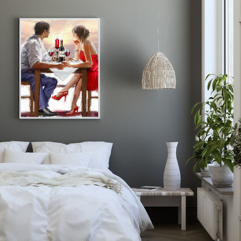 Dating Lovers Drawing Frameless DIY Oil Paint by Numbers Canvas Home Decor