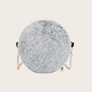 Women Chain Crossbody Bags Plush Fashion Small Round Shoulder Messenger Handbag