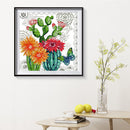 Partial Cross Stitch DIY Kits Printed Prickly Pear Flower Wall Art Handicraft