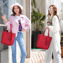 4pcs/set Solid Color Composite Bags Women Shoulder Crossbody Handbag Clutch Tote