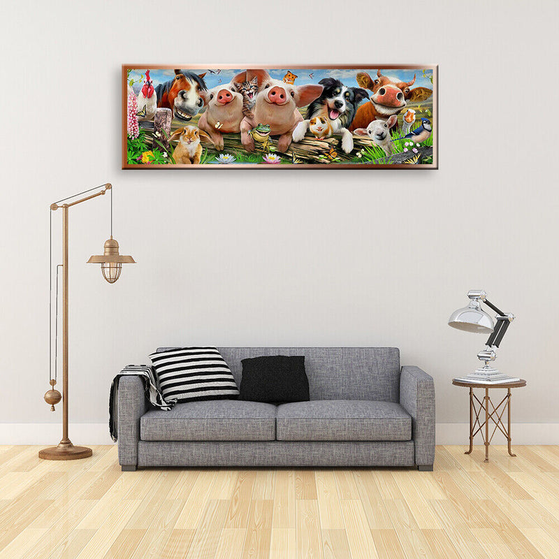 DIY Full Round Drill Rhinestone Diamond Painting Animal Family Handwork Home Art