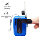 Solar Hand Crank Radio AM/FM Radio with LED Flashlight for Outdoor (Blue)