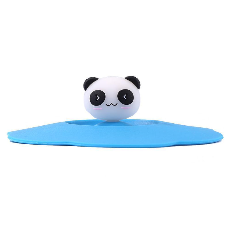Transparent Torx Silicone Cup Cover Leak Proof Cartoon Lid (Blue Panda)