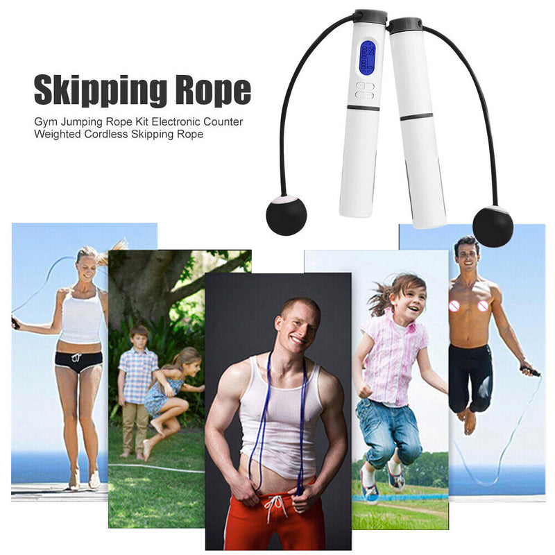 Smart Skipping Rope Counter Exercise Student Sports Jump Rope (Black White)