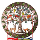 Iron Wall Sculptures-Metal Round Wall Decor with Tree Deer Fox Home Decor Newly