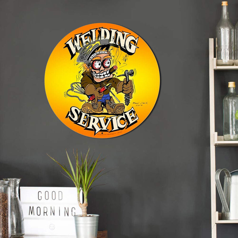 Round Cartoon Hot Rod Metal Plate Tin Sign Plaque for Pub Club Cafe Art (2)