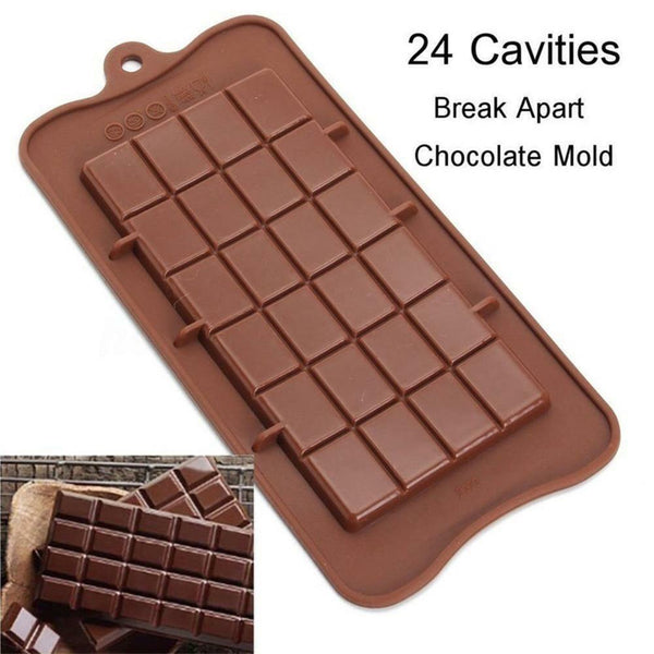 Square Chocolate Mold Bar Block Ice Silicone Cake Candy Bake Mould-Coffee W1H7