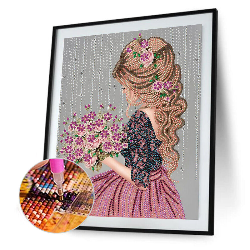 5D Diamond Painting Kit Girl Partial Special Shape Drill DIY Art (K025)