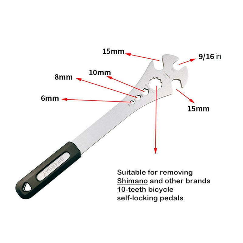 Bicycle Foot Pedal Wrench Spanner Alloy Steel Long Handle Bikes Repair Tool\