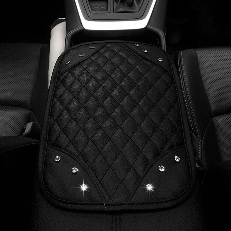 PU Leather Car Armrest Mat Armrests Storage Box Cover Pads with el