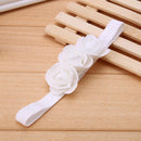 Baby Three Flowers Headband Ribbon Hair Bands Handmade DIY Headwear(White)